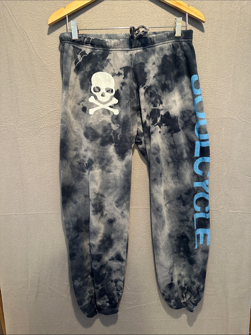 Aviator Nation Black & Gray Tie-Dye Joggers with Blue Side Script